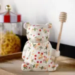 Handpaint_Floral_Bear_Ceramic_Storage_Jars_-_-4200716 Handpaint Floral Bear Ceramic Storage Jars