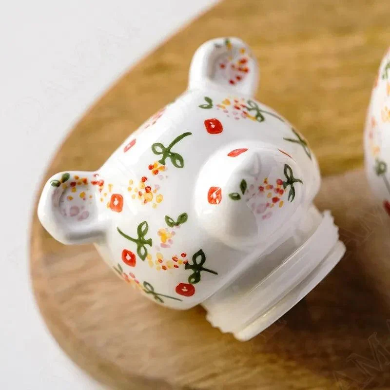 Handpaint Floral Bear Ceramic Storage Jars -