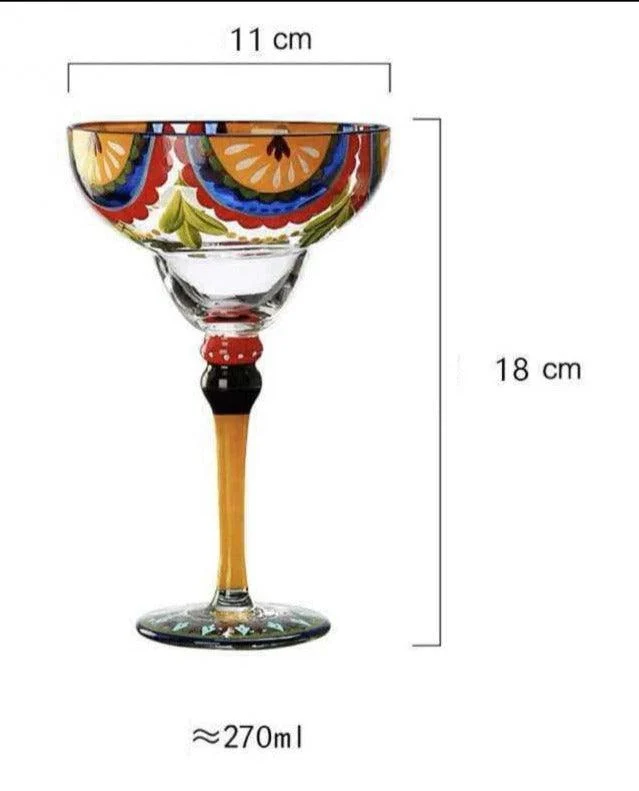 Handpaint Magarita Colored Cocktail Glasses -