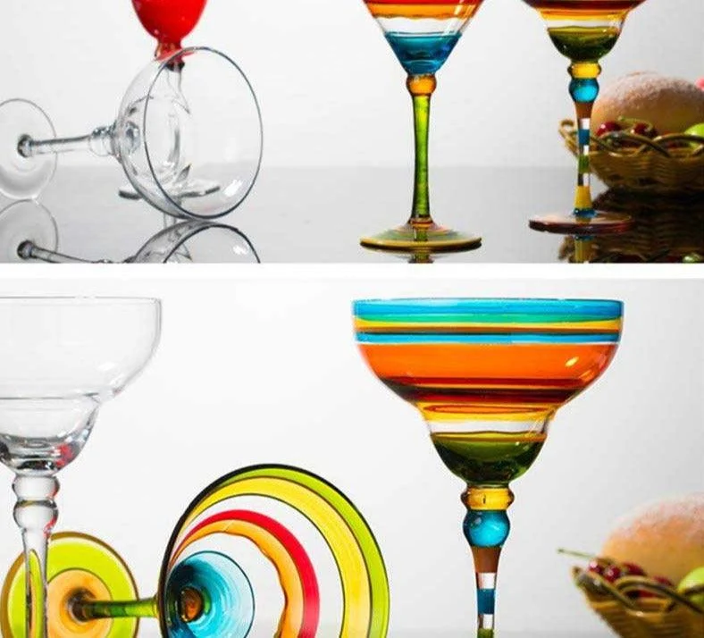Handpaint Magarita Colored Cocktail Glasses -