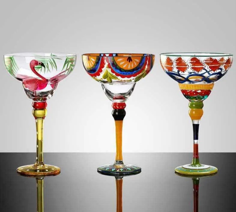 Handpaint Magarita Colored Cocktail Glasses -