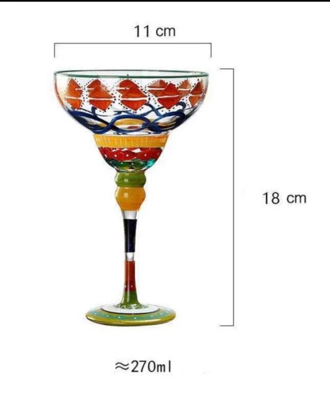 Handpaint Magarita Colored Cocktail Glasses -