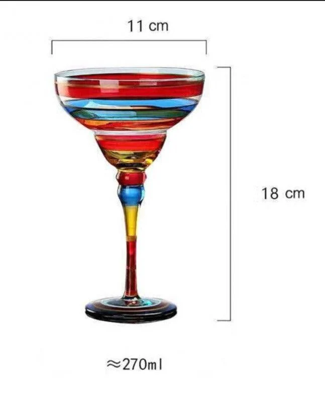 Handpaint Magarita Colored Cocktail Glasses -