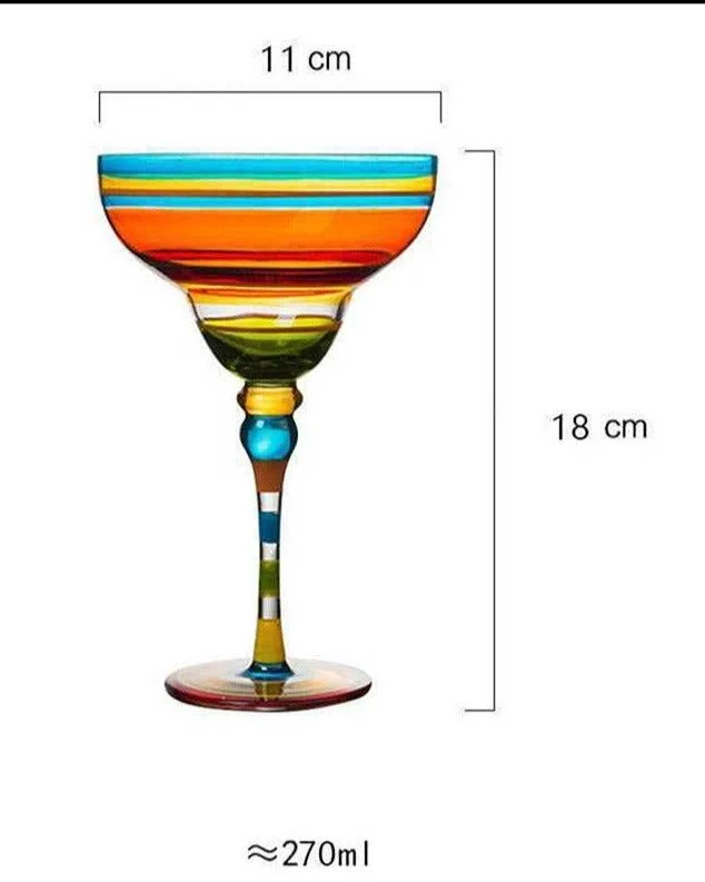 Handpaint Magarita Colored Cocktail Glasses -