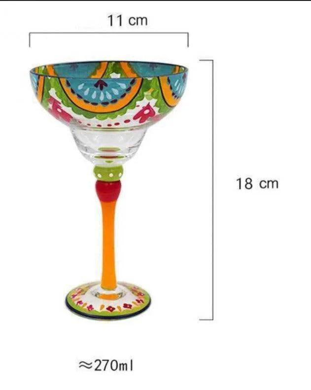 Handpaint Magarita Colored Cocktail Glasses -