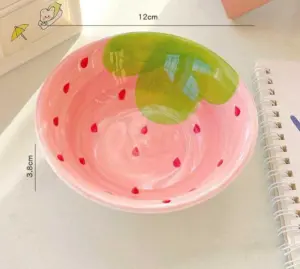 Handpainted Fruit Strawberry Watermelon Ceramic Bowl Set
