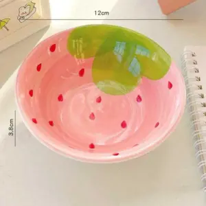 Handpainted Fruit Strawberry Watermelon Ceramic Bowl Set - 