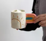Handpainted_Rainbow_Pottery_Mug_with_Big_Handle_-_-4200904 Handpainted Rainbow Pottery Mug with Big Handle