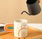 Handpainted_Rainbow_Pottery_Mug_with_Big_Handle_-_-4200913 Handpainted Rainbow Pottery Mug with Big Handle
