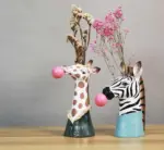 Handpainted_Resin_Zebra_Giraffe_Vase_Planter_Pot_-_-4200938 Handpainted Resin Zebra Giraffe Vase Planter Pot