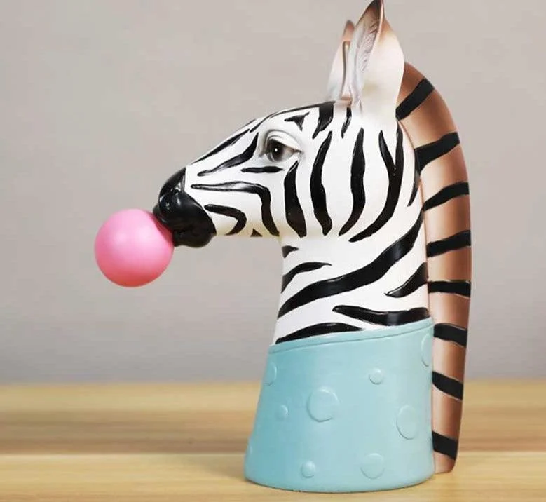 Handpainted Resin Zebra Giraffe Vase Planter Pot -