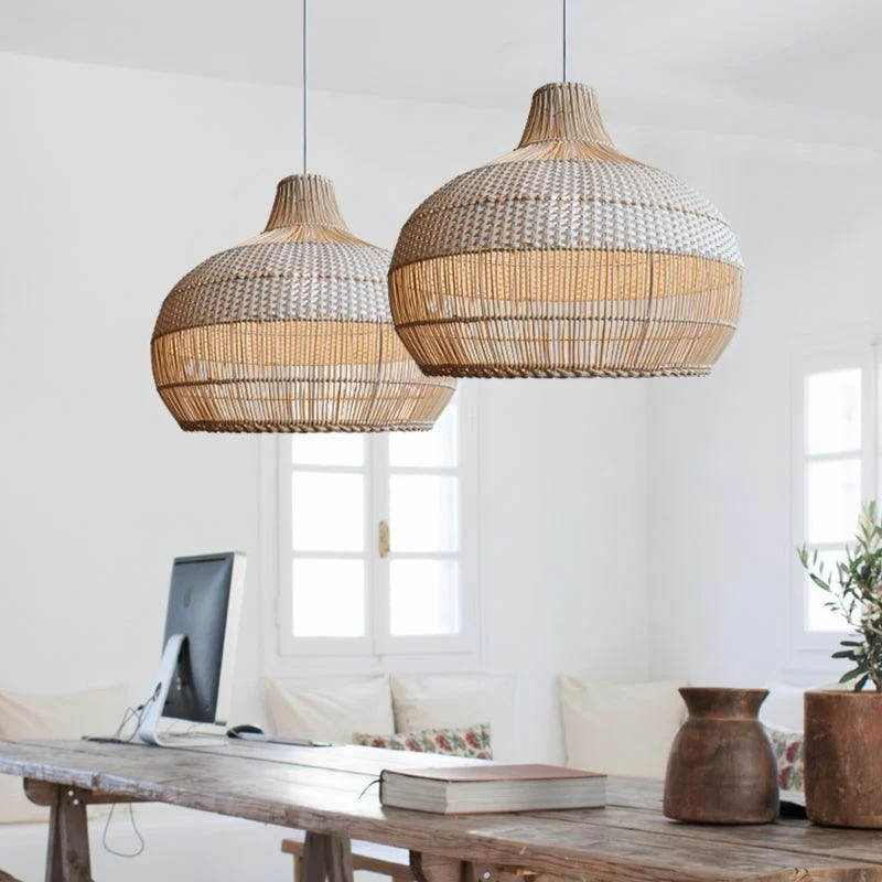 Handwovenrattankitchenislandpendantlightingwickerlampshade Homdiy 12