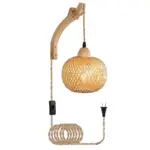 Handwoven Bamboo Wall Lamp Natural Rattan Wall Lamp LED Lighting Boho Style tag1