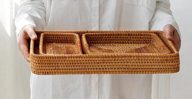 Handwoven Rattan Serving Tray -