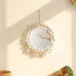 Hanging Wall Mirror Boho Macrame Round mirror 16x25cm tag1