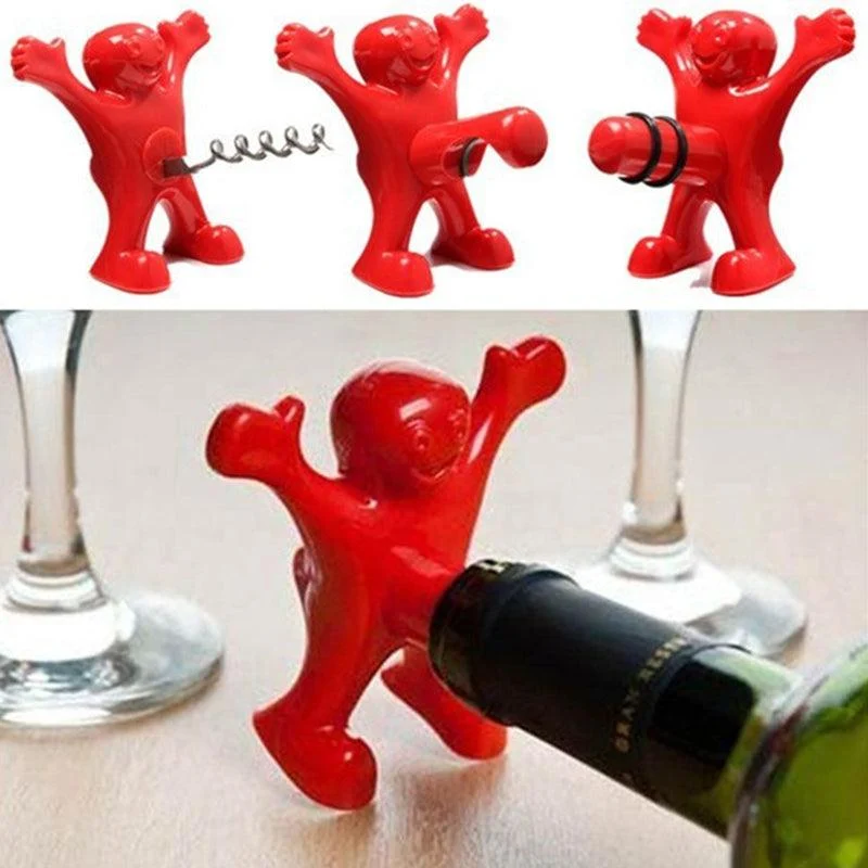 Happy Man Corkscrew - Bottle Opener, & Wine Stopper -  - #tag1#