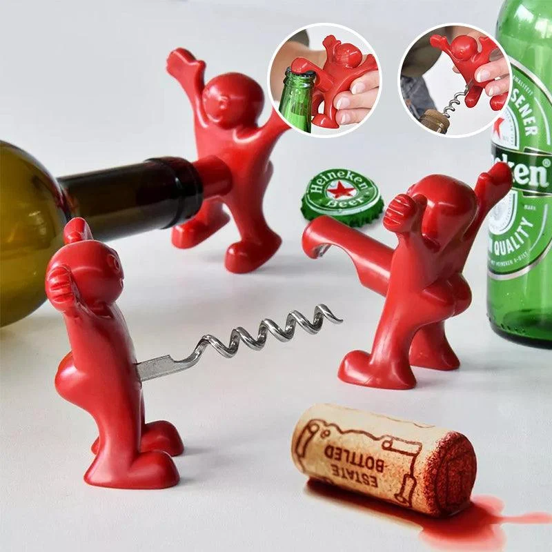Happy Man Corkscrew - Bottle Opener, & Wine Stopper -  - #tag1#
