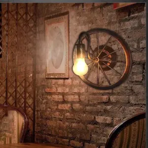 Rusty | Retro vintage metal wheel lamp for the wall