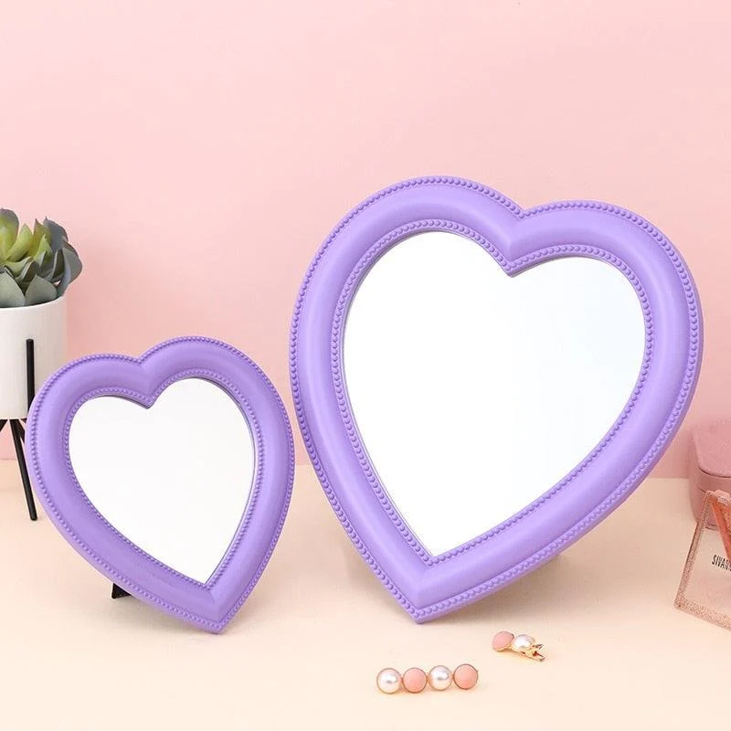 Pink Heart Shaped Compact Mirror - ISTANBULLU LTD