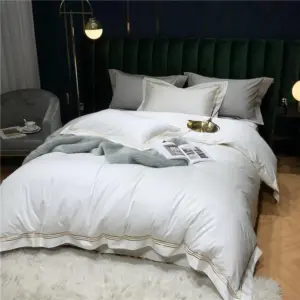 Homeko Embroidered Lined Border Egyptian Cotton Bedding Set