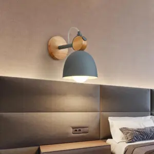 Metal and Wood Wall Lamp Sconce