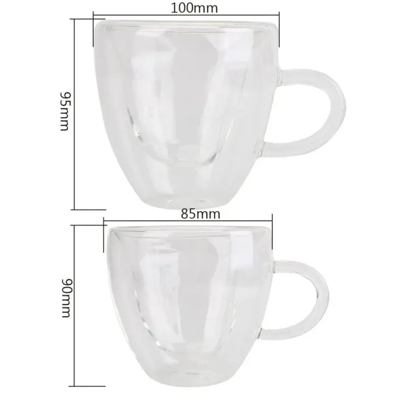 Heart shaped glass mug couple cups heat resistant drinkware