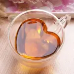Heart shaped glass mug couple cups heat resistant drinkware