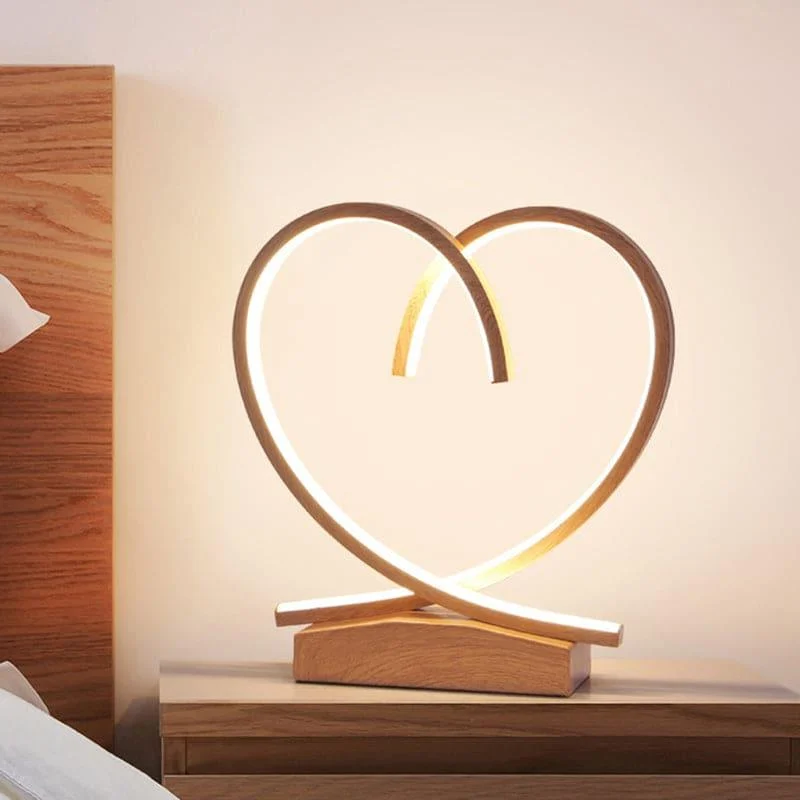 HeartWood - Wooden Bedside Table with Heart-Shaped Detail -  - #tag1#