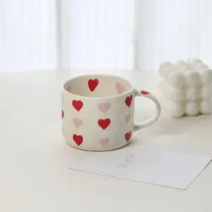 Heart Pattern Coffee Mug & Plate Set