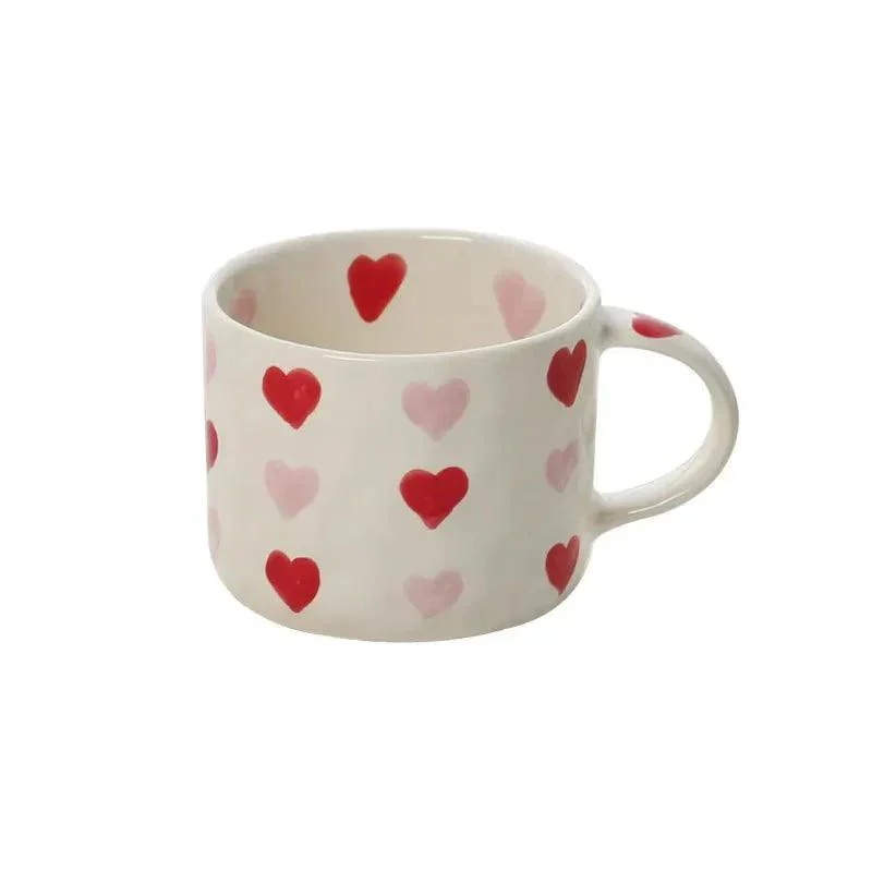 Heart Pattern Coffee Mug & Plate Set -  - #tag1#