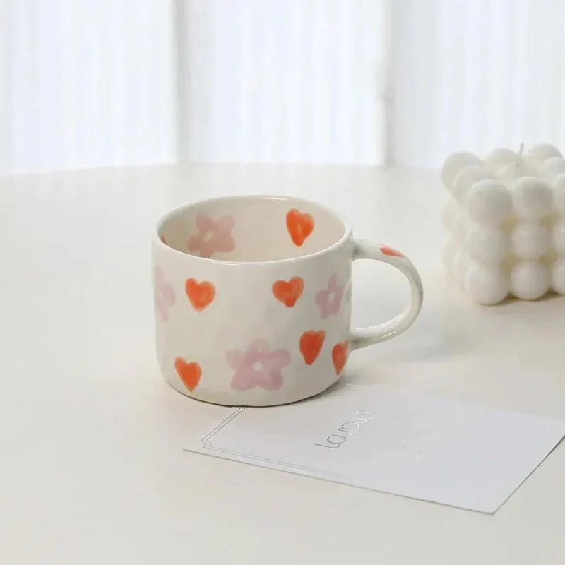 Heart Pattern Coffee Mug & Plate Set -  - #tag1#