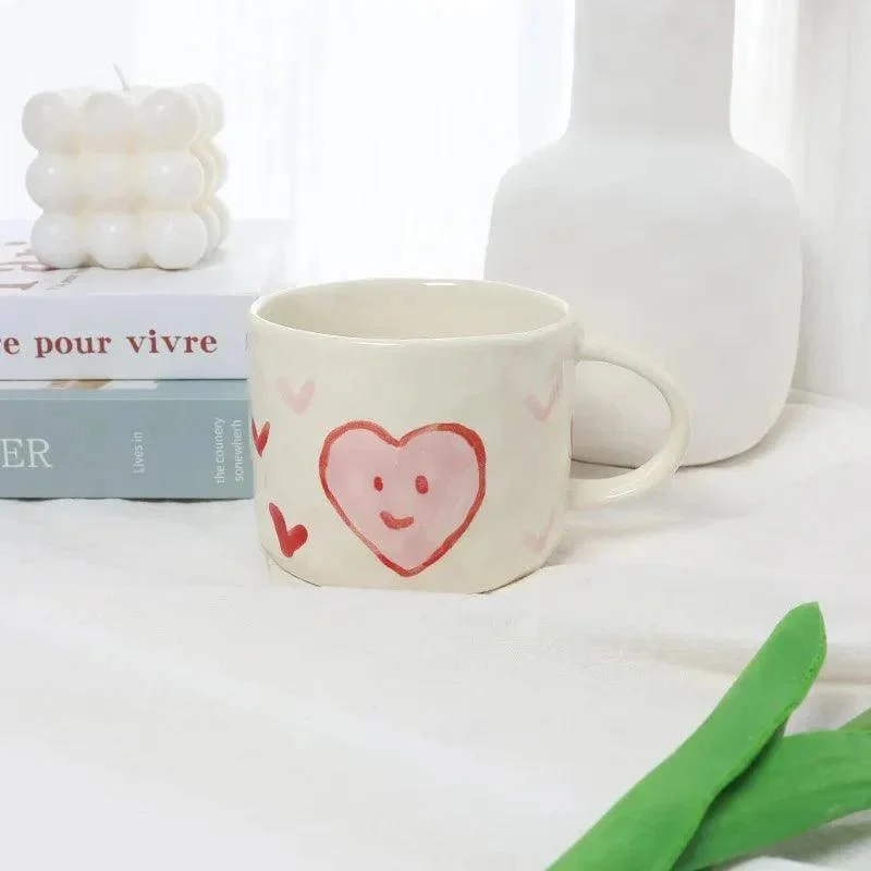 Heart Pattern Coffee Mug & Plate Set -  - #tag1#