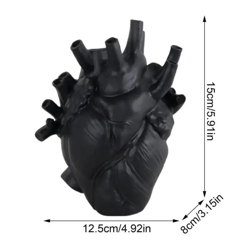 Heartfelt Harmony Resin Black White Heart Vase