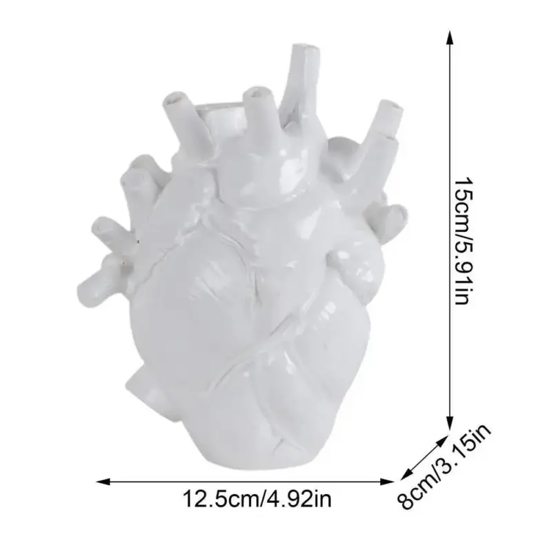 Heartfelt Harmony Resin Black White Heart Vase