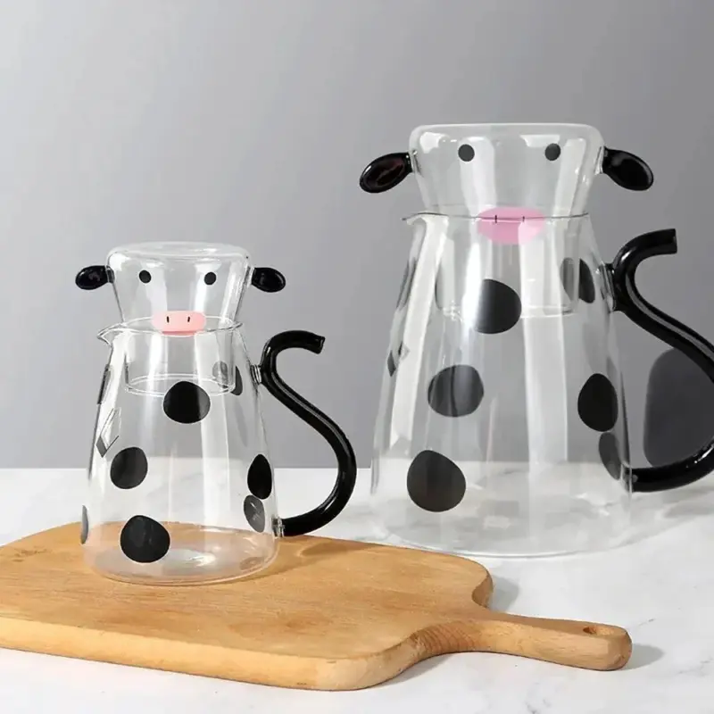 Heat Resistant Cartoon Cow Shape Tea Pot Cup Set tag1