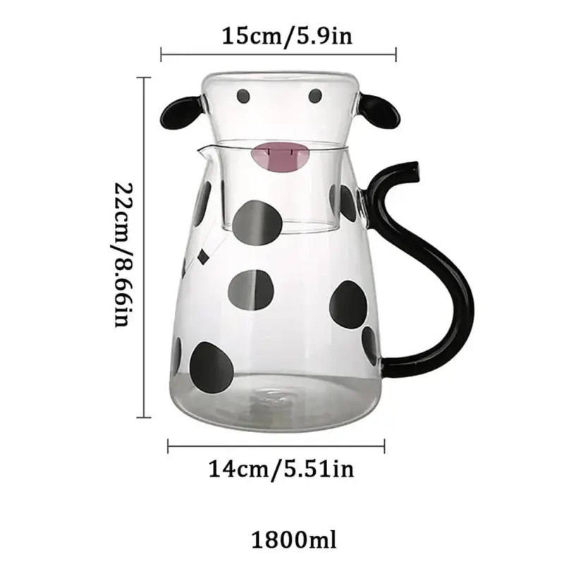 Heat Resistant Cartoon Cow Shape Tea Pot Cup Set tag1