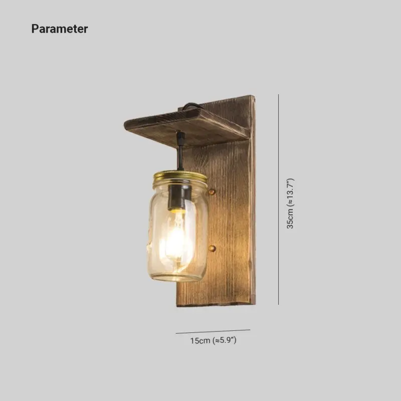 Heritage Lantern Wall Lamp Bedroom Living Room Wood and Metal tag1