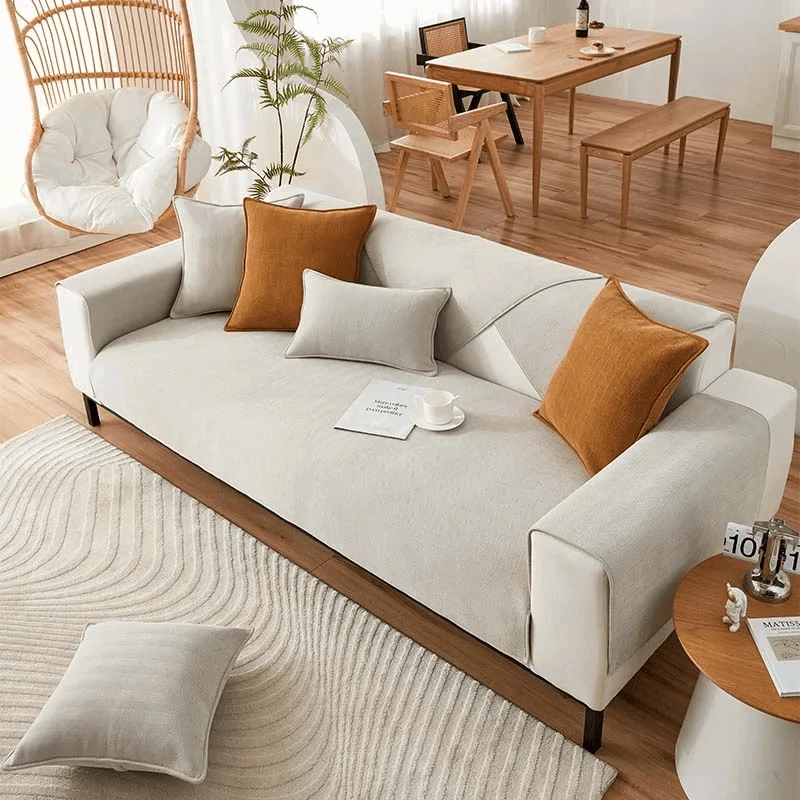 Herringbone Chenille Fabric Furniture Protector Sofa Cover -  - #tag1#