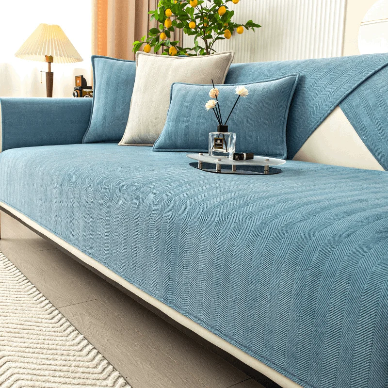 Herringbone Chenille Fabric Furniture Protector Sofa Cover -  - #tag1#