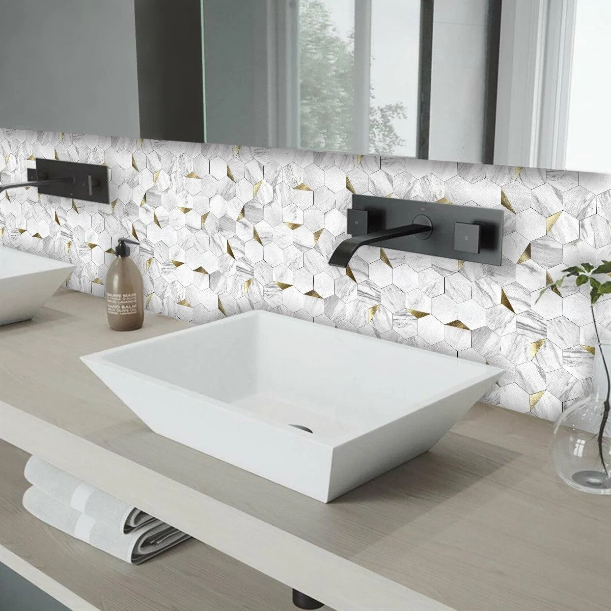 Hexagon Peel and Stick Wall Tiles -  - #tag1#