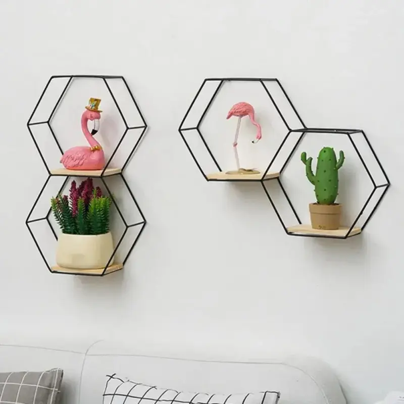 Hexagon Shaped Floating Wall Shelves tag1