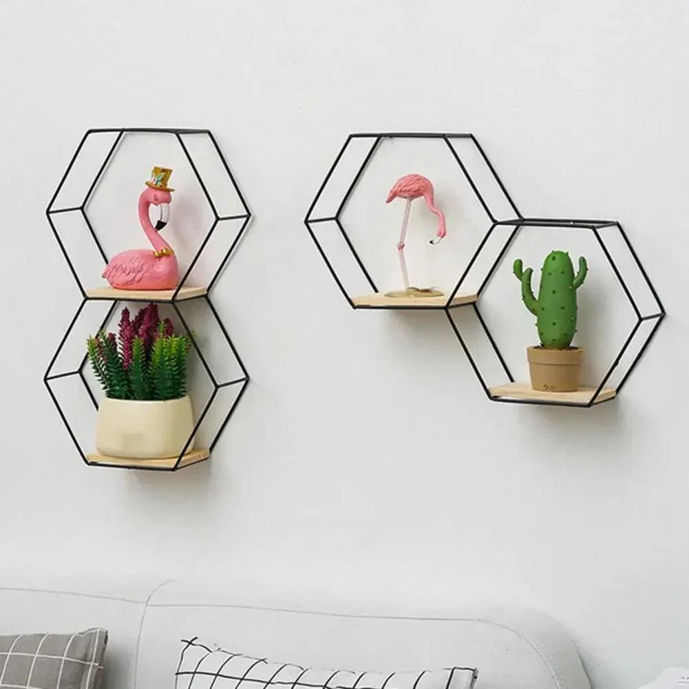 Hexagon Shaped Floating Wall Shelves -  - #tag1#