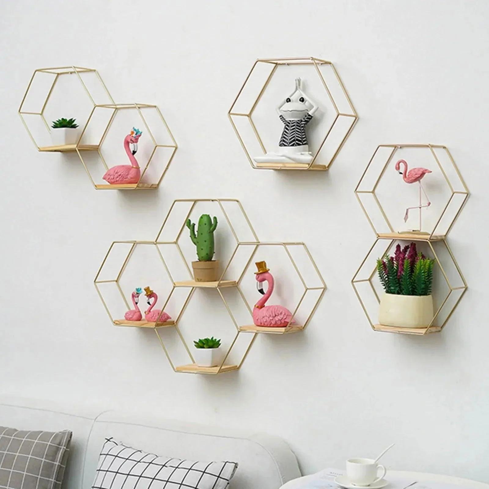 Hexagon Shaped Floating Wall Shelves -  - #tag1#
