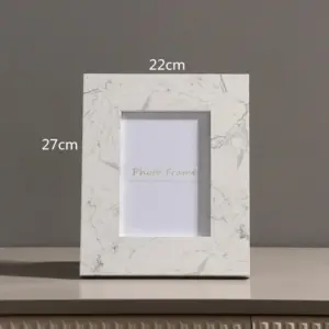 Marble Look Photo Frame White Rectangle Large 22 x 27cm