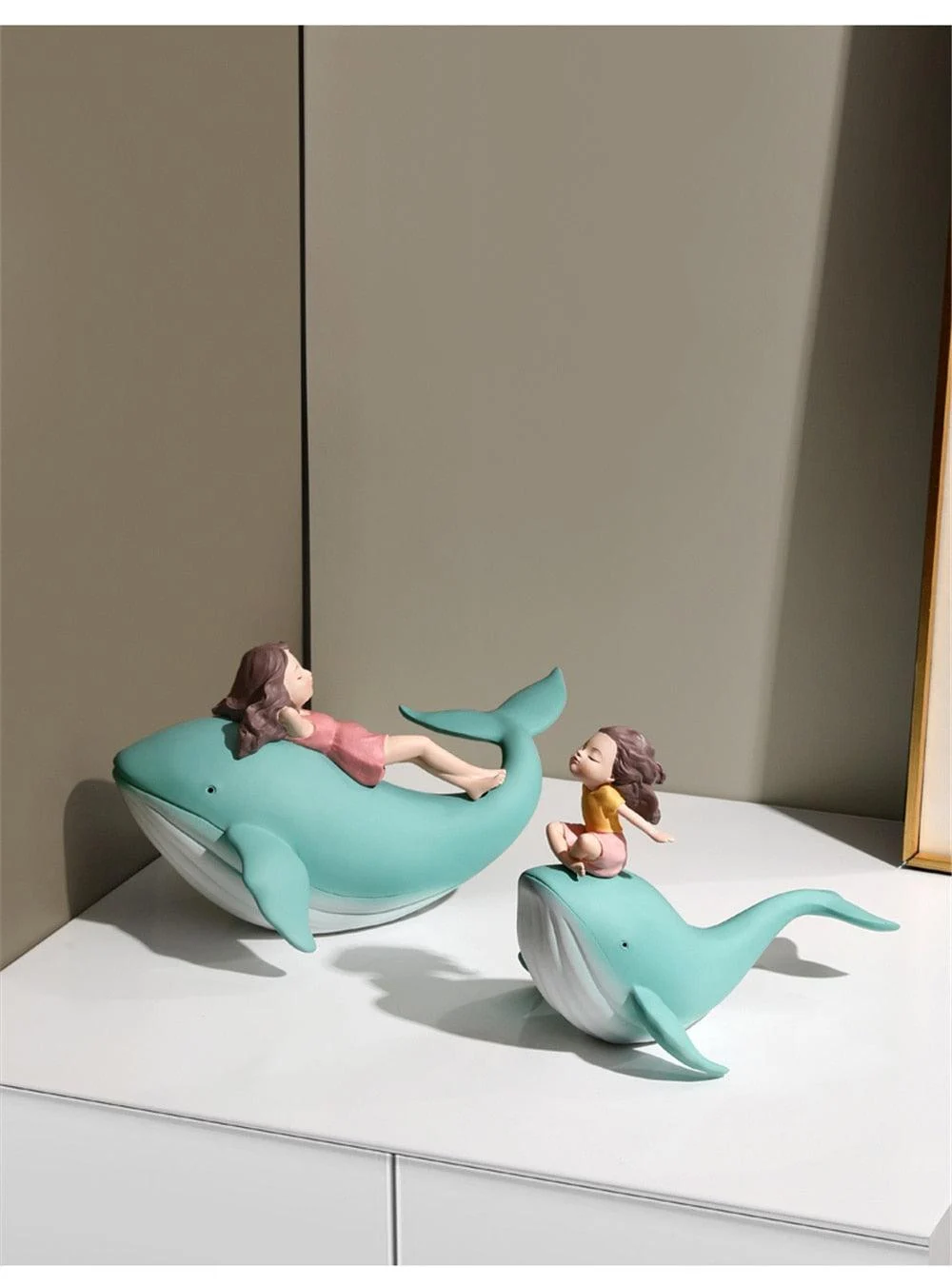 Resin Sleeping Girl on Whale Statue - ISTANBULLU LTD