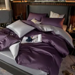 Homeko Purple Grey Reversible Egyptian Cotton Bedding Set