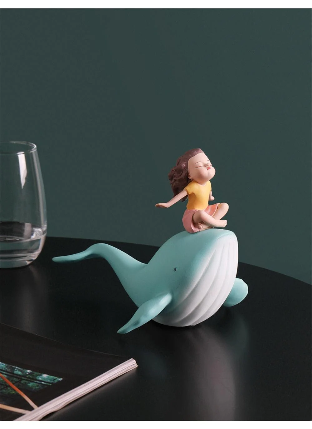 Resin Sleeping Girl on Whale Statue - ISTANBULLU LTD