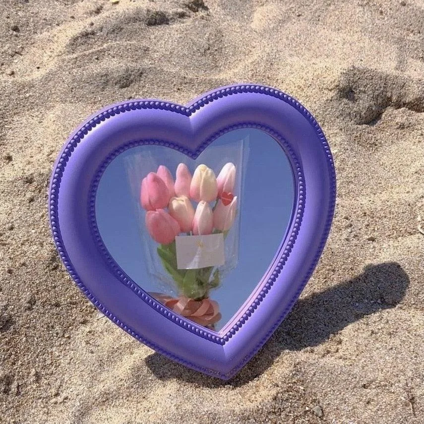 Pink Heart Shaped Compact Mirror - ISTANBULLU LTD