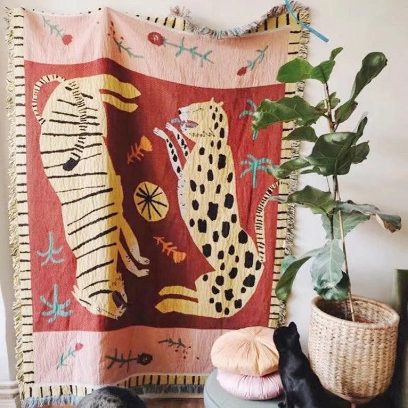 Hippie Wild Leopard & Tiger Blanket -  - #tag1#