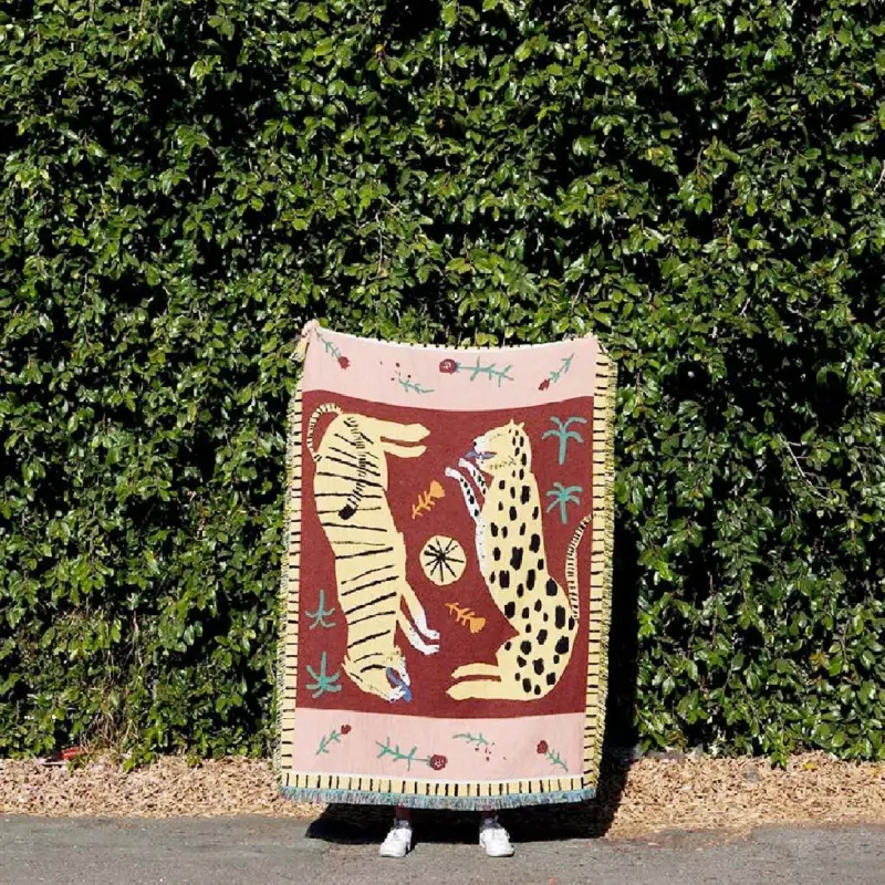 Hippie Wild Leopard Tiger Blanket tag1